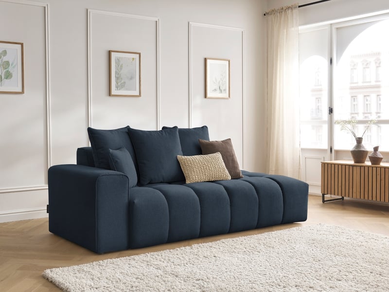  Bobochic canapé droit fixe mont-blanc tissu chiné bleu foncé  accoudoir gauche MONT-BLANC - Conforama B