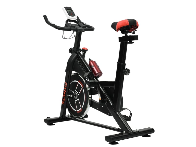  Vélo de Spinning Indoor avec Roue d’Inertie 10 kg, Écran LCD, Capteur de Pouls et Résistance Réglable  - Conforama D