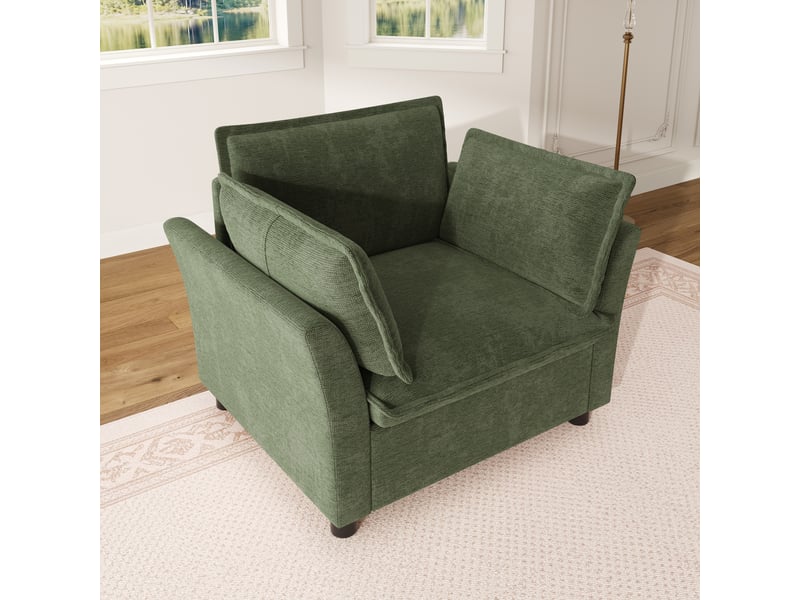  Fauteuil relax 1 place 90x81x87 cm avec accoudoirs, dossier et bras rembourrés moelleux, pour salon bureau petit espace, chenille, vert OMNIGLINT TRADING LTD - Conforama D