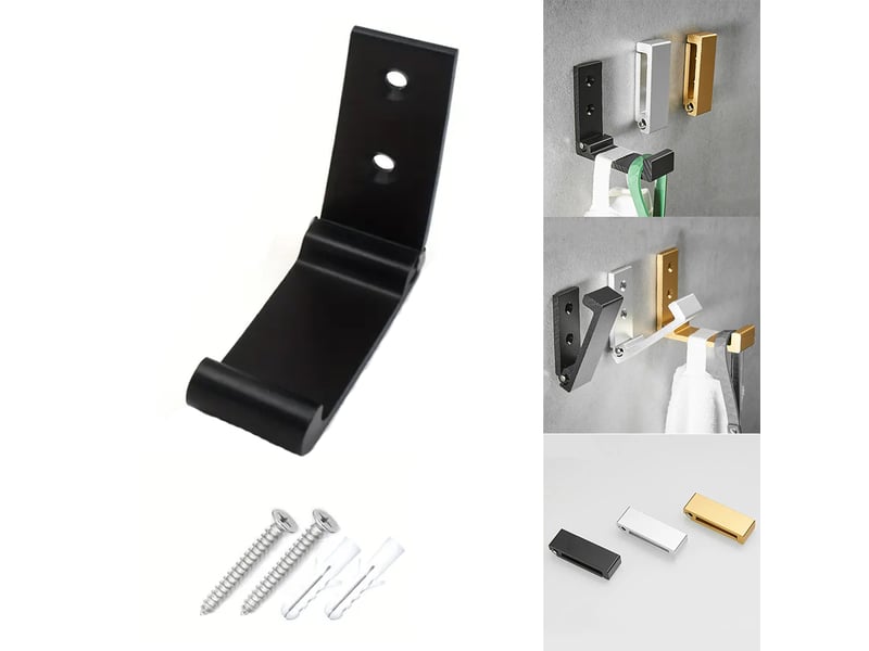  Crochets muraux pliables en aluminium, 1 paquet, rangement de fournitures de salle de bain et de cuisine, pliable multifonctionnel (noir  - Conforama A