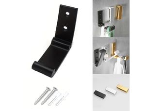 Crochets muraux pliables en aluminium, 1 paquet, rangement de fournitures de salle de bain et de cuisine, pliable multifonctionnel (noir