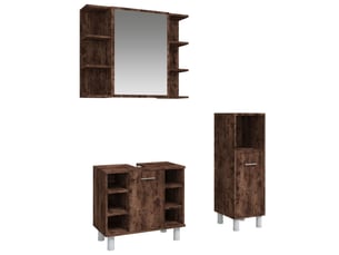 Ensemble d'armoires de salle de bain 3 pcs chêne fumé cf63000