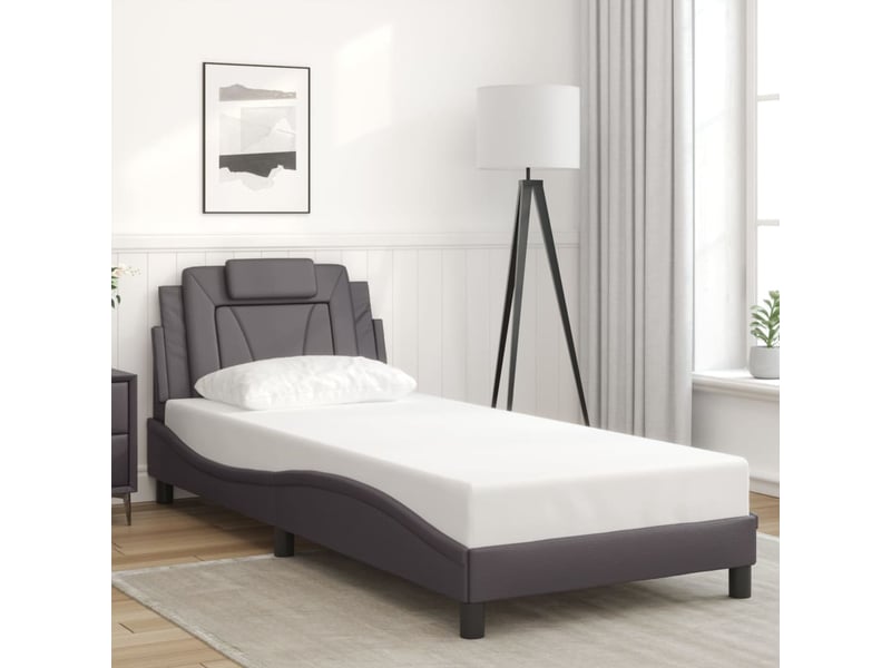  Lit simple- lit adulte -  cadre de lit viana avec led sans matelas gris 80x200 cm  - Conforama C