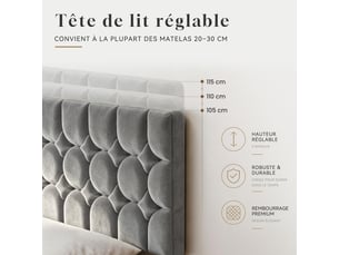 Lit simple 90x200 cm <strong></strong> <strong></strong> coloris gris