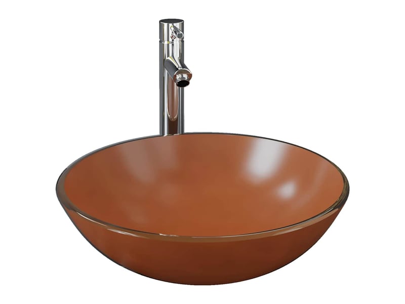  Lavabo de bain, vasque à poser avec robinet et drain à poussoir verre trempé cf65653  - Conforama A
