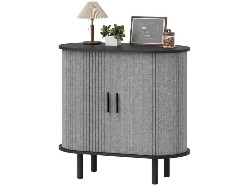  Buffet ovale 2 portes coulissantes gris 80 x 40 x 78 cm  - Conforama B