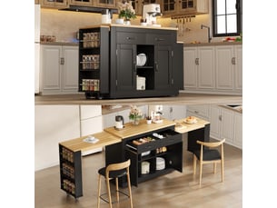 Îlot de cuisine 2 portes 1 tiroir coloris noir mdf