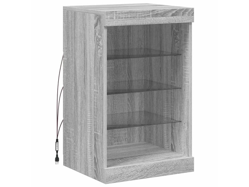  Buffet - bahut - meuble de rangement avec lumières led sonoma gris 41x37x67 cm  - Conforama C