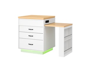Table extensible avec tiroirs, niches et rangements ouverts, led, pour cuisine et salle à manger, 125,5 × 71 × 93 cm