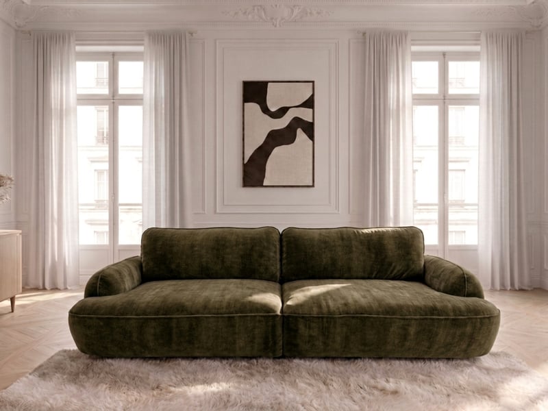 Bobochic canapé droit convertible 4 places celeste tissu lisse vert CELESTE - Conforama D
