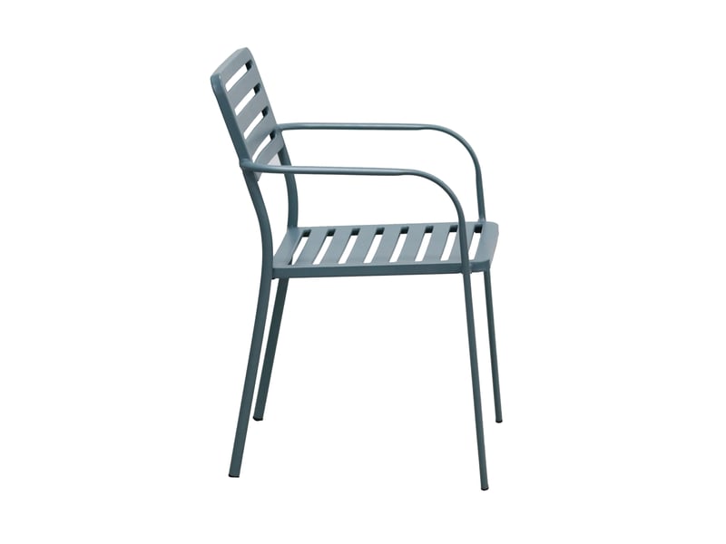  Lot de 4 fauteuils de jardin empilables en métal bleu gris - baca  - Conforama C