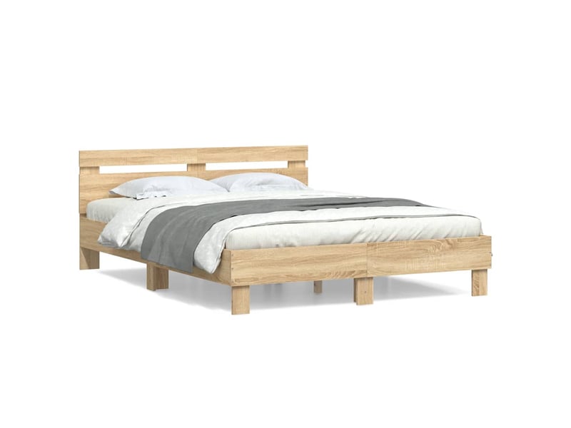  Lit double- lit adulte -  cadre de lit sans matelas chêne sonoma 150x200 cm  - Conforama A