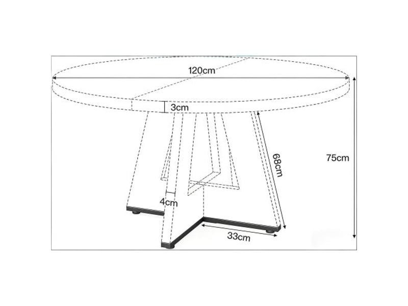  Table à manger ronde 4 places style campagne - lpospi - plateau et pieds robustes en bois d’ingénierie noir 120 cm  - Conforama D