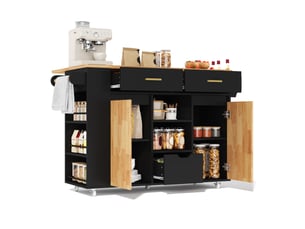 Desserte de cuisine extensible avec 3 tiroirs, étagère à épices, porte-serviettes et roulettes verrouillables pour cuisine