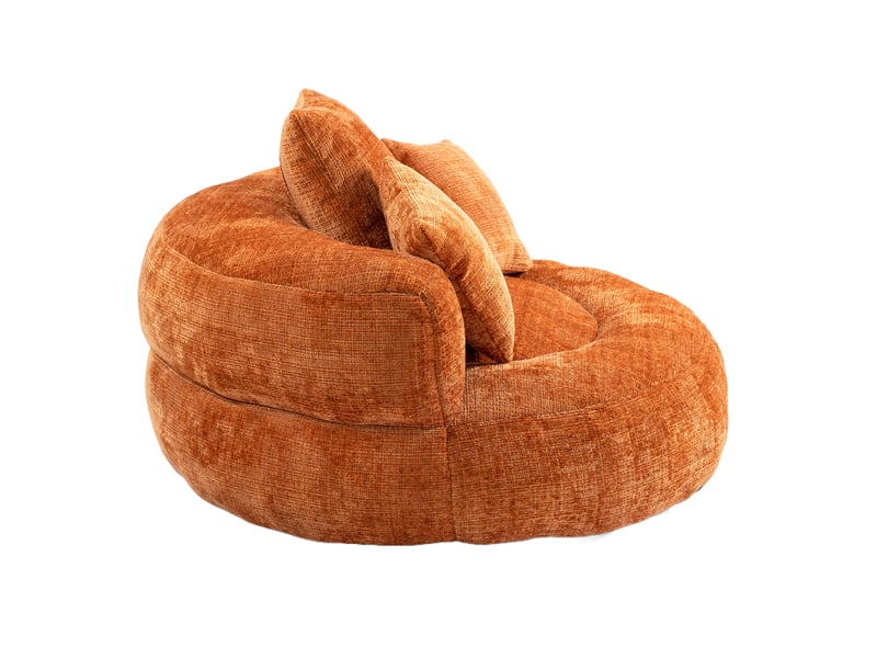 Fauteuil poire lounge chenille orange avec coussins confort intérieur extérieur - Conforama D