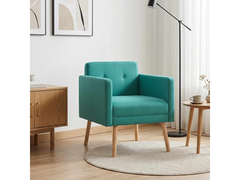  Vidaxl fauteuil d'appoint turquoise velours  - Conforama B