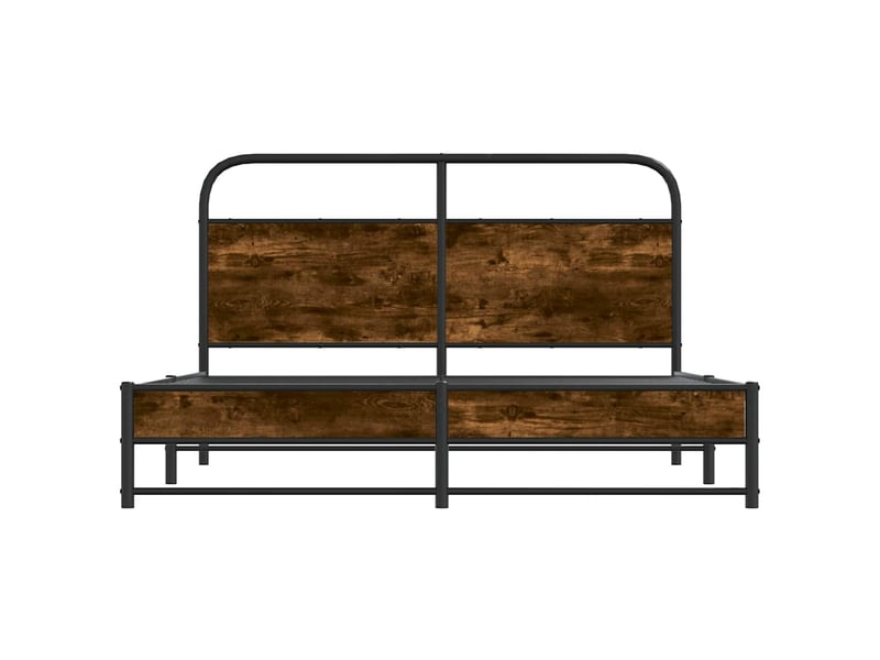 Lit double- lit adulte -  cadre de lit sans matelas 150x200 cm chêne fumé bois ingénierie  - Conforama D