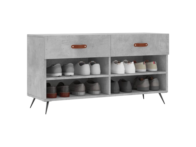  Banc à chaussures, meuble à chaussures gris béton 102x35x55 cm bois d'ingénierie shl7727  - Conforama C