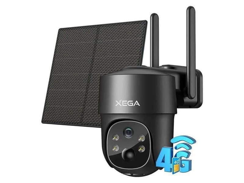 Camera surveillance solaire 4g lte 2k noire vision nocturne pir audio bidirectionnel - Conforama A