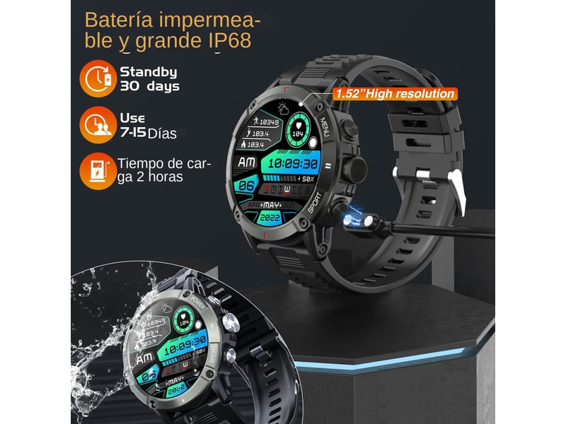 Montre militaire connectée pour homme (pour répondrepasser des appels) - Conforama E