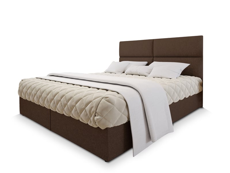 Boxspring lonis 200x200 cm, lit complet avec matelas, marron - Conforama A