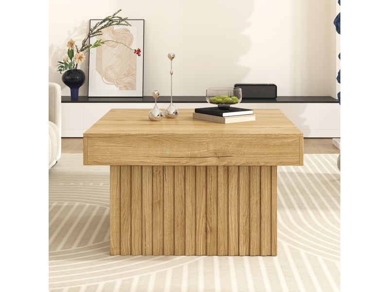  Table basse en bois carrée 79x79 cm avec plateau résistant aux rayures et structure robuste pour salon  - Conforama D
