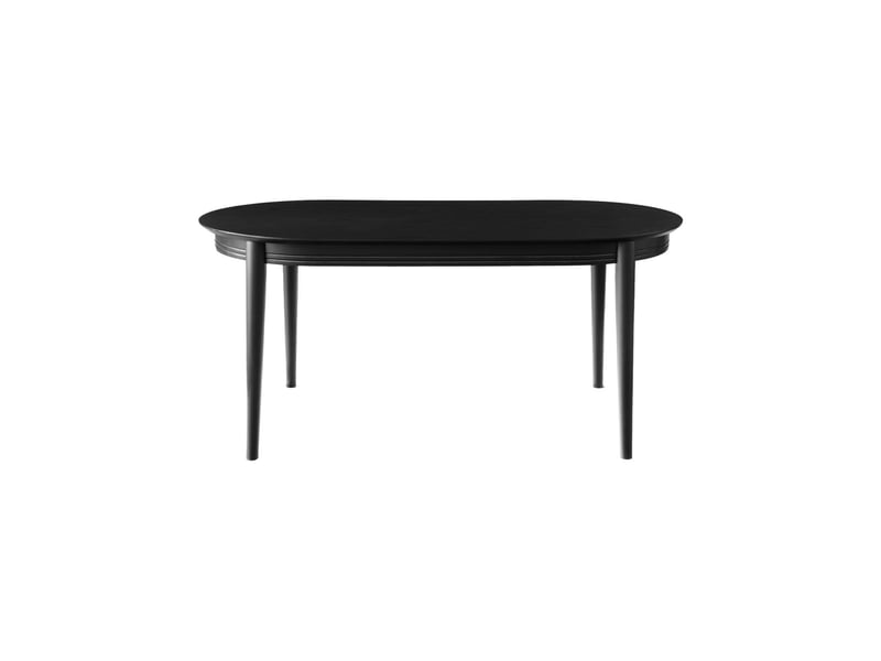  Table à manger oblongue bois d'hévéa placage chêne 6 places noir - laurine  - Conforama B