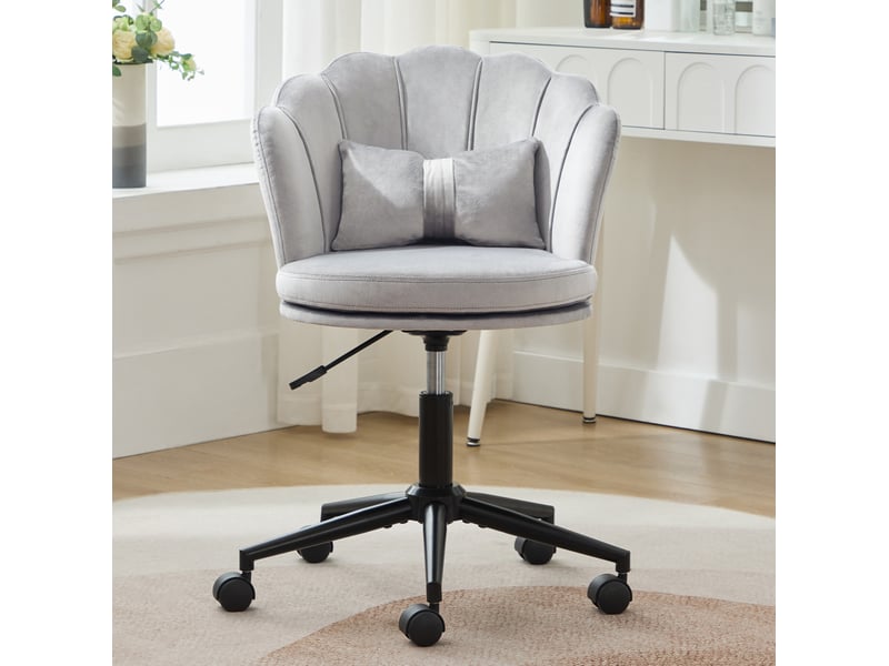  Siège d'appoint élégant avec dossier en forme de feuille de fleur, coussin lombaire papillon, hauteur réglable et rotation 360°  - Conforama B
