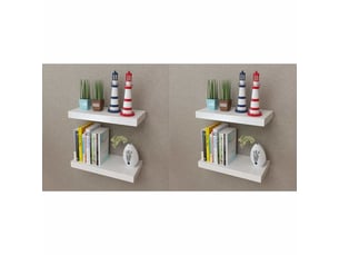 Lot de 4 étagères murales, étagères suspendues blanc 40 cm cf43194