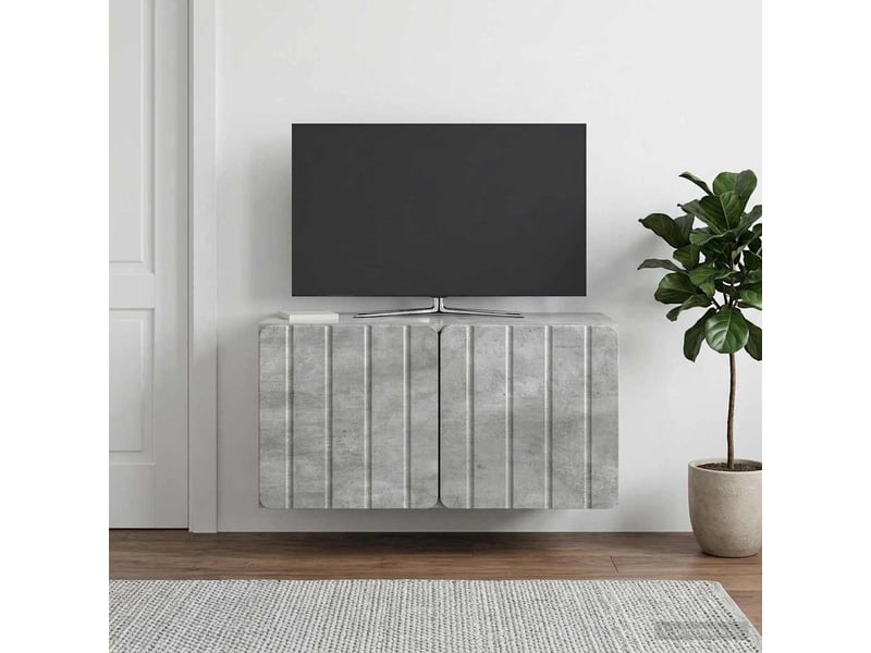  Meuble tv - banc tv - meuble de rangement mural 59,5 x 31 x 30 cm gris béton bois d'ingénierie  - Conforama D