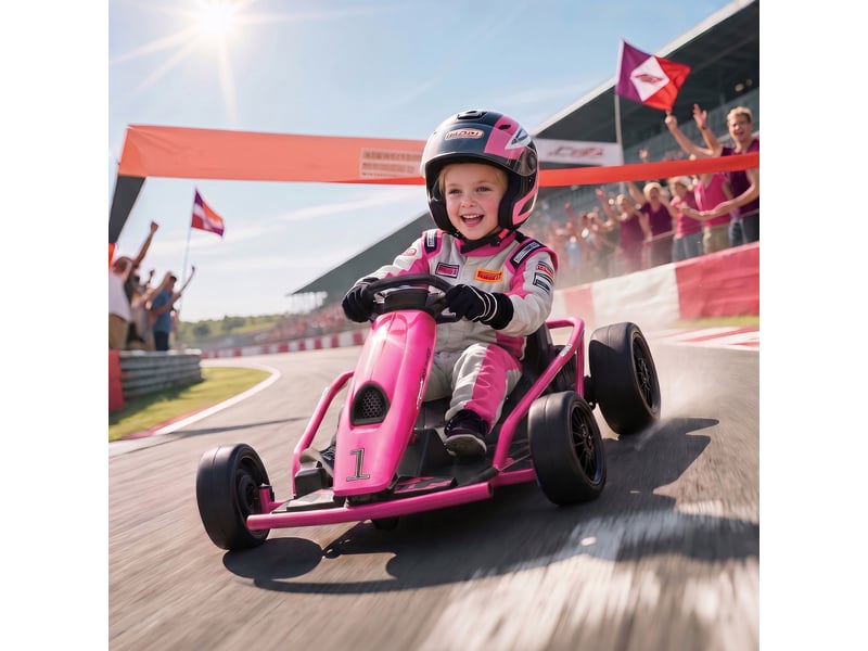 Karting électrique 24 v pour enfants, jusqu'à 13 kmh, avec fonction drift, équipé de 2 moteurs, pour les 8-12 ans, rose - Conforama C