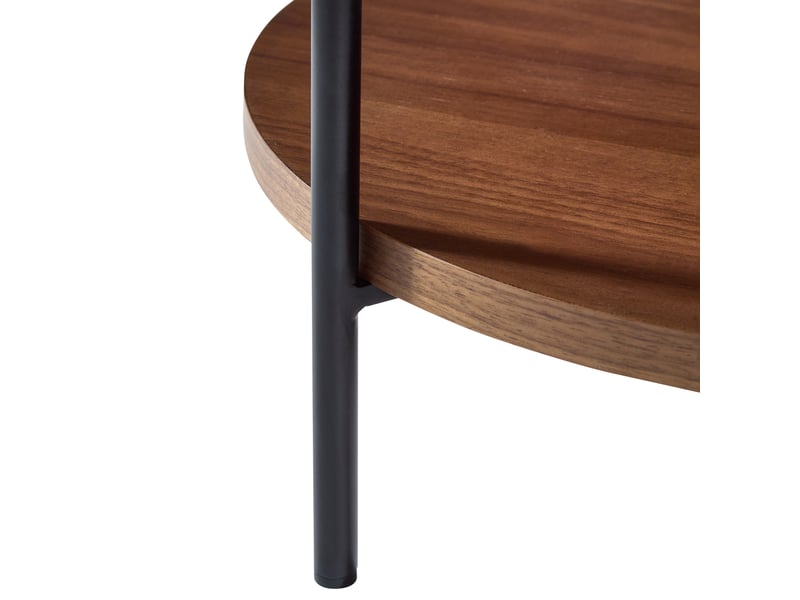 Table d’appoint ronde 2 niveaux – noyer – bois, mdf et métal noir – ø 44 x h 48 cm  - Conforama E