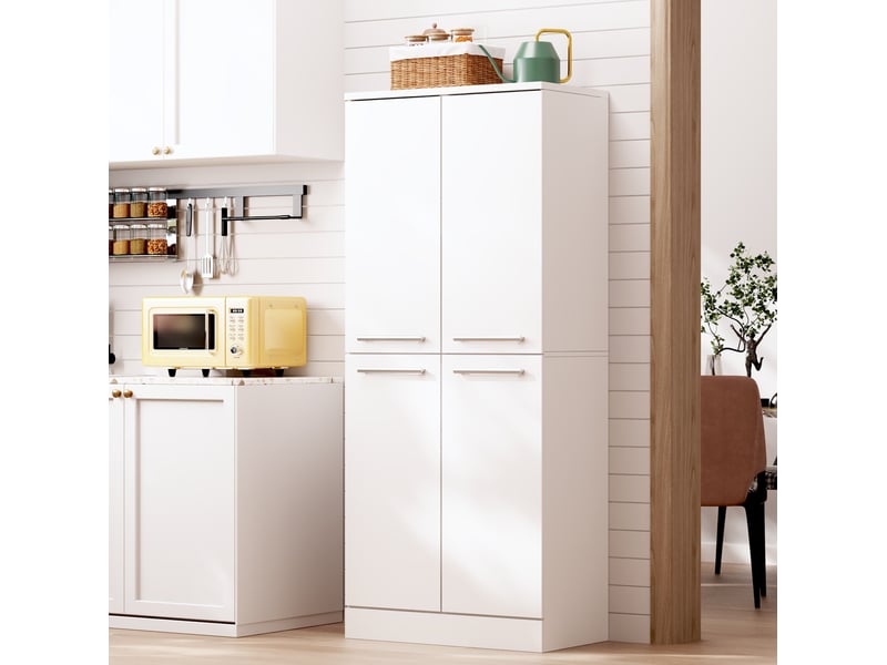  Colonne de cuisine avec 4 portes et étagères réglables, finition blanche brillante, pour cuisine, 76 × 42 × 180 cm  - Conforama B