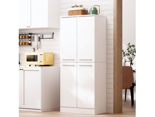 Colonne de cuisine avec 4 portes et étagères réglables, finition blanche brillante, pour cuisine, 76 × 42 × 180 cm