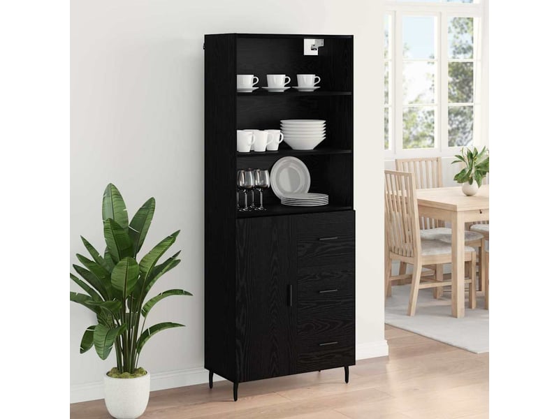 Buffet - haut armoire 2 pc chêne noir 69,5 x 34 x 180 cm - Conforama D