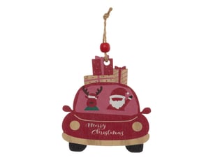 Décoration de sapin cadeau sur présentoir en bois esprit noël traditionnel