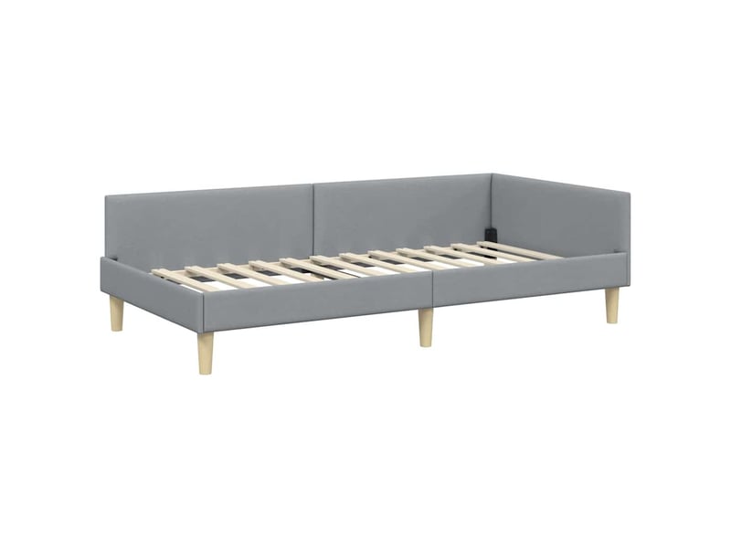  Lit simple- lit adulte -  cadre de lit d'angle gris clair 100 x 200 cm tissu  - Conforama C