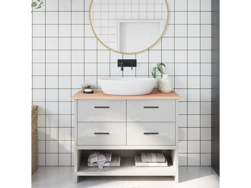  Comptoir de salle de bain, plan de travail 100x30x2 cm bois massif non traité cf65692  - Conforama B