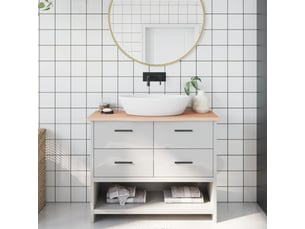 Comptoir de salle de bain, plan de travail 100x30x2 cm bois massif non traité cf65692