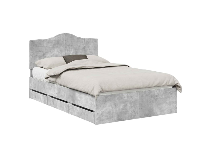  Lit double- lit adulte -  cadre de lit gris béton 135 x 190 cm bois ingénierie  - Conforama A