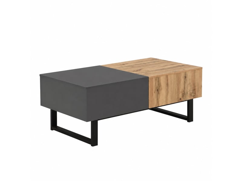  Table basse extensible avec rangement caché, effet bois et anthracite, de 100 à 155 cm  - Conforama A