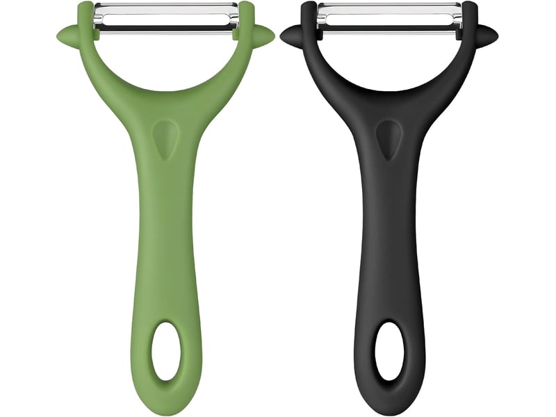 Éplucheur universel 2 pièces, éplucheur manuel en acier inoxydable avec manche ergonomique pour légumes et fruits (noir + vert) - Conforama A