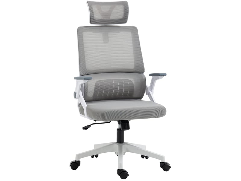  Chaise de bureau 58x61x102-119 cm gris en mesh, réglable, appui-tête, bascule et soutien lombaire - bureau  - Conforama A