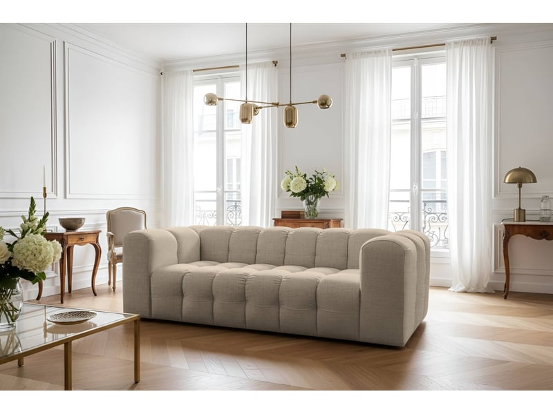  Canapé droit miloe 3 places fixe avec accoudoirs en tissu - beige MILOE - Conforama B