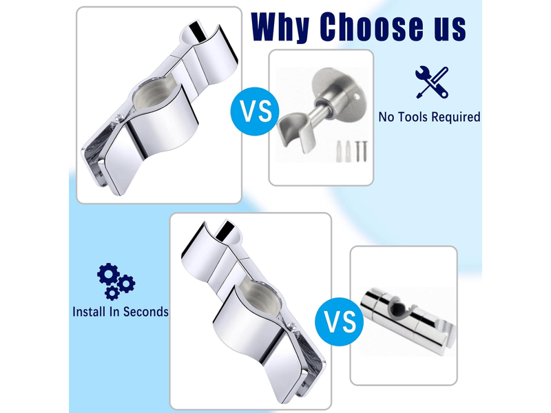  Support douchette,support pommeau de douche,barre de douche support douchette sans percage,45°clamp douchette réglable  - Conforama B