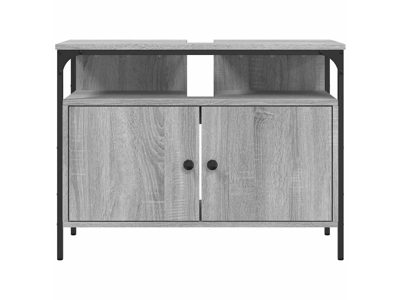  Armoire lavabo salle de bain, meuble de rangement sonoma gris 80x30x60 cm  - Conforama D