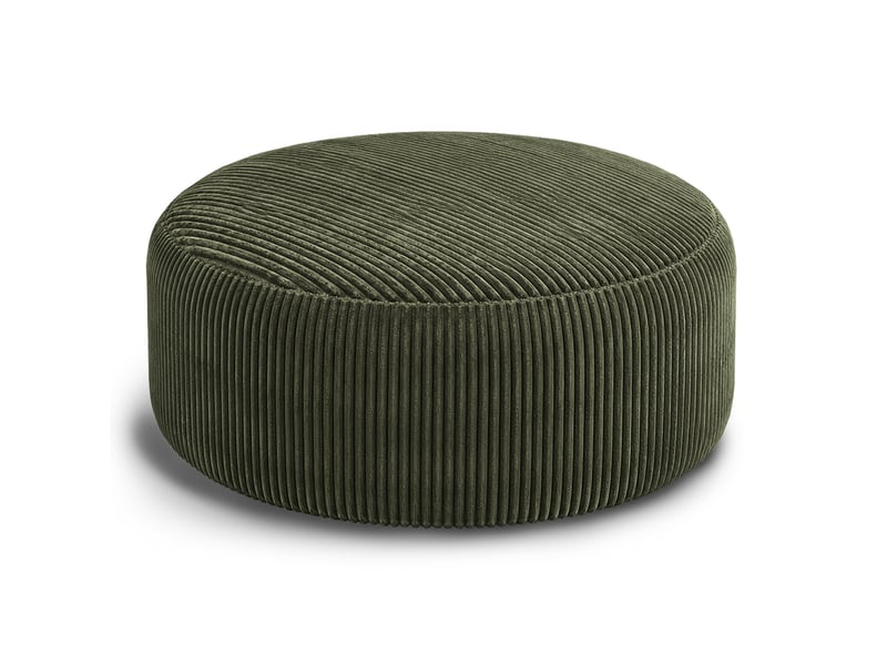 Pouf géant modenvie rond 6 ft 143 x 143 x 55 cm en velours côtelé vert, mousse à mémoire de forme  - Conforama A