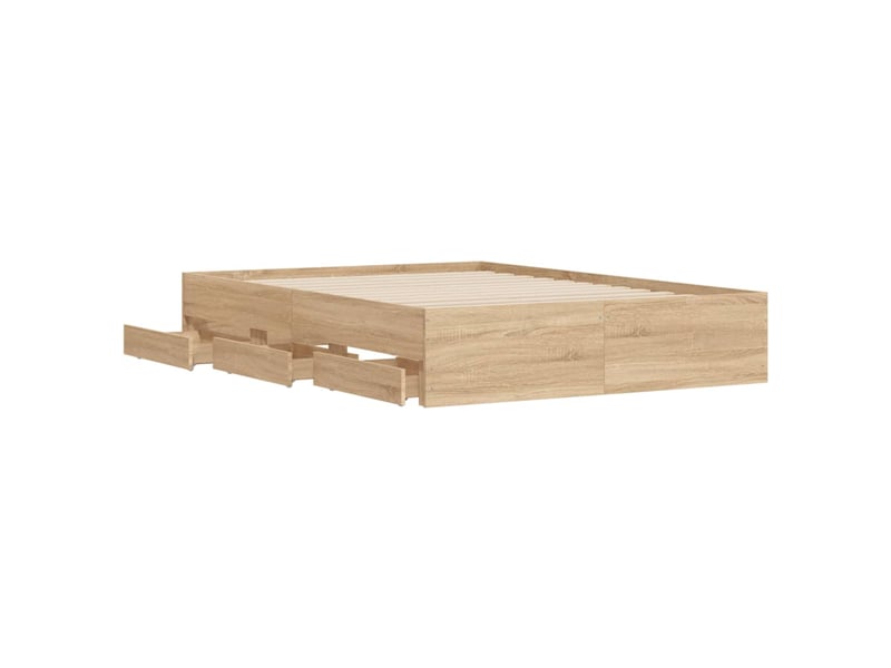  Lit double- lit adulte -  cadre de lit avec tiroirs sans matelas chêne sonoma 135x190 cm  - Conforama D