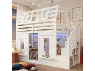 Lit mezzanine 90x200 cm <strong></strong> <strong></strong> coloris blanc