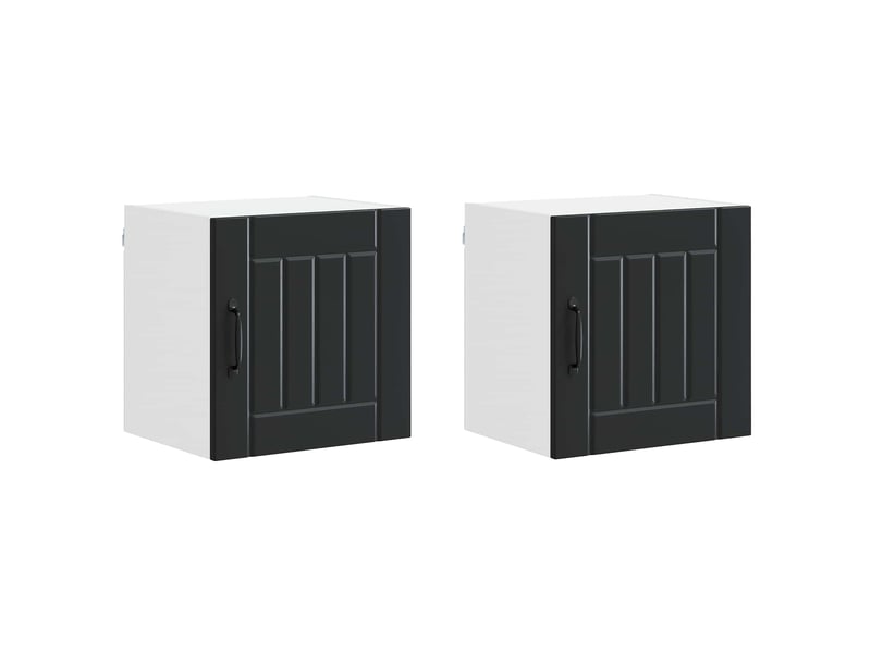  Meuble mural de cuisine | armoire de cuisine 2 pcs noir bois d'ingénierie shl416  - Conforama A